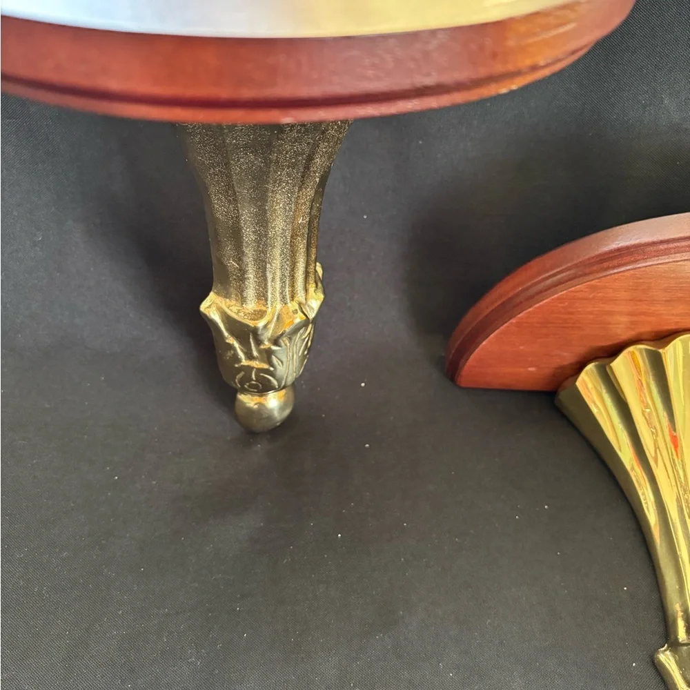 RARE Vintage Brass & Wood Shelves